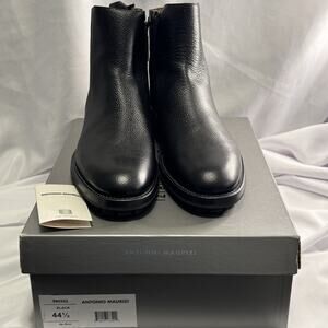 Antonio Maurizi Black Zip Boot NIB Made In Italy Grained Leather Beautiful $499